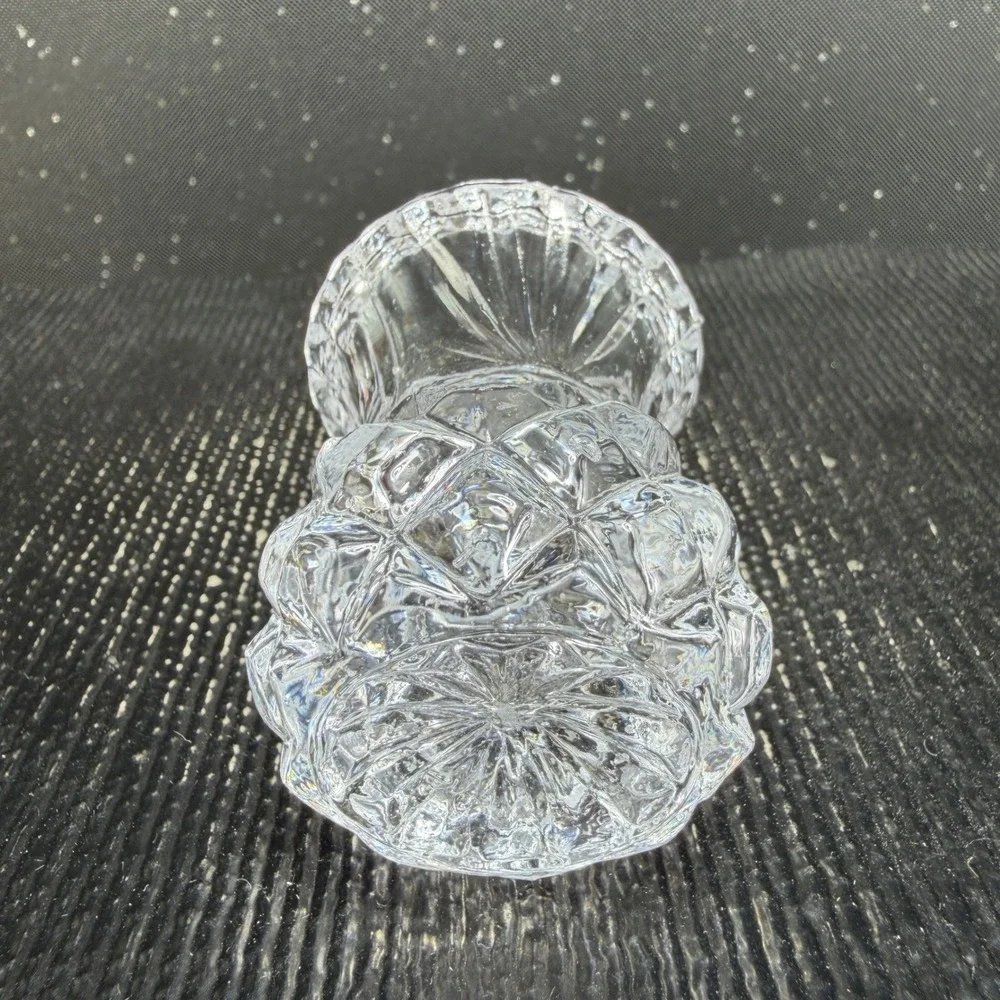 Bohemian Czech Crystal Toothpick Holders Set 2 Clear Diamond Cut Pineapple 2.5in